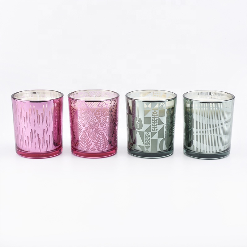 Laser Engraving Pink Glass Votive Candle Holders