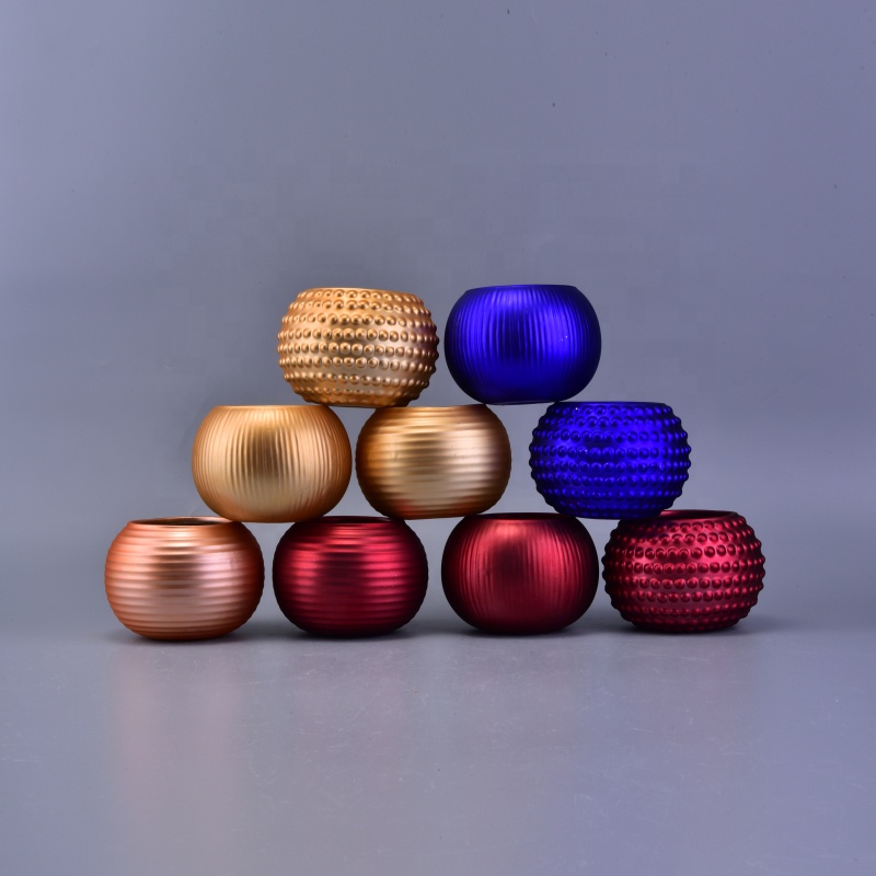 Luxury round plating bulk tealight ceramic candle holders