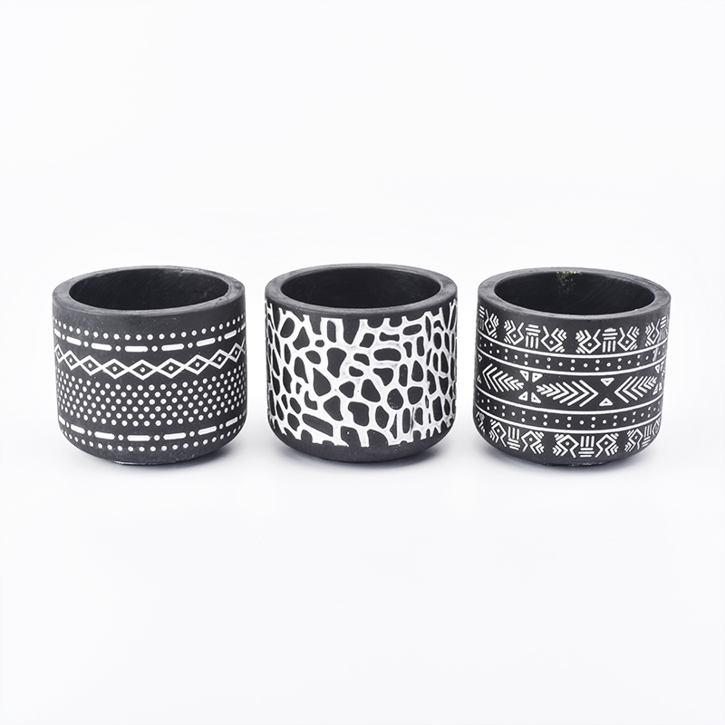 250ml Matte black Concrete Candle Holders Wholesale