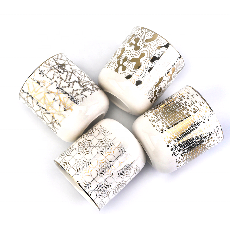 white empty porcelain ceramic candle holder jar vessel with wooden lid