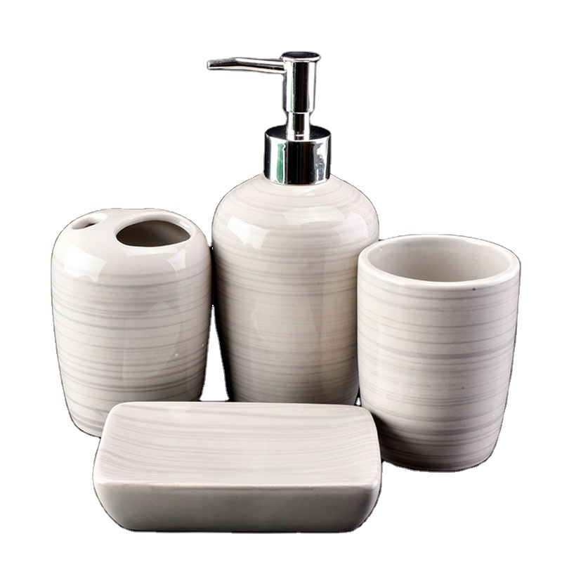luxury ceramic bathroom accessories with soap dish holder tumbler lotion dispenser