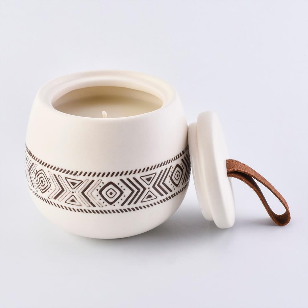 bulk natural ceramic tea light candle incense burner jar container with lid