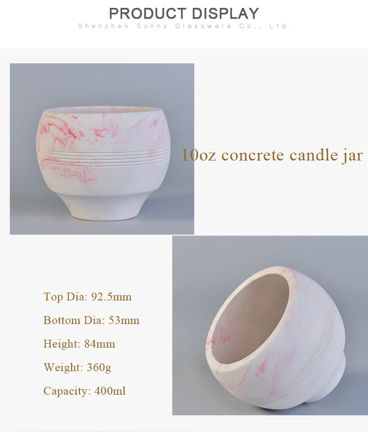 cheap modern fashionable pretty  concrete round empty oil candle holders 10oz