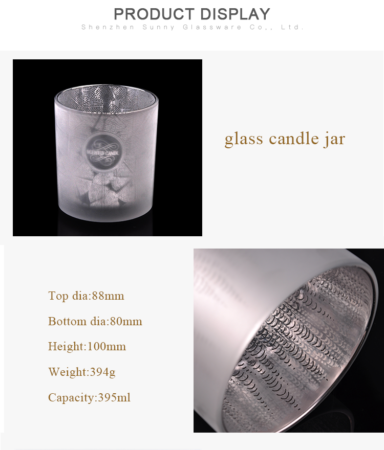 natural style popular laser engraved 10oz glass candle jar