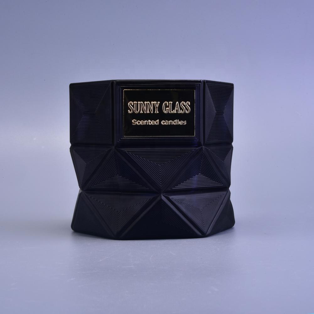 wholesale decorative party hexagonal gold cylinder glass candle jar