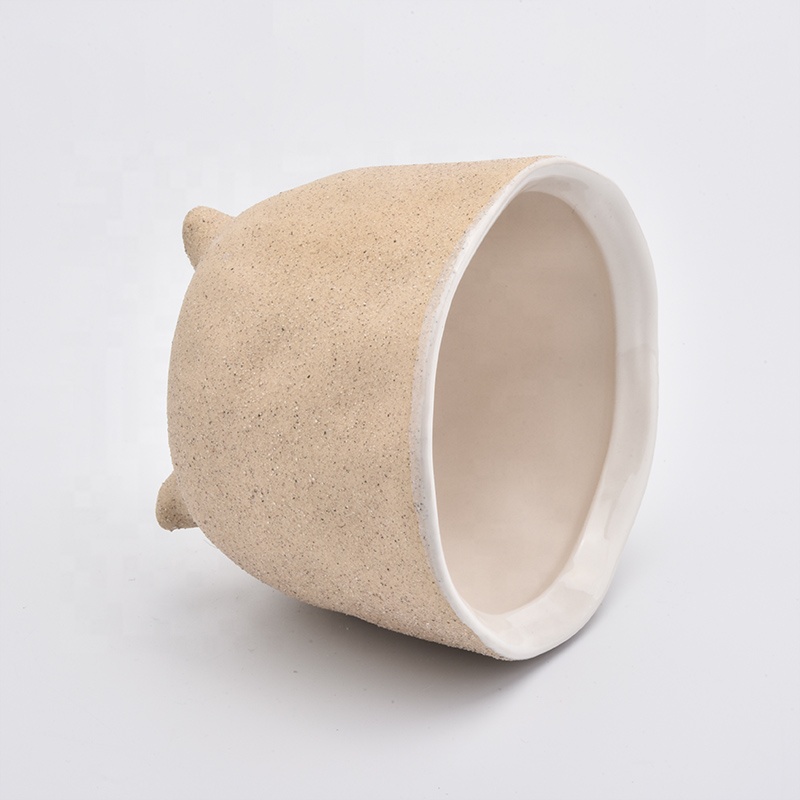 Wholesales Frosted aroma standing ceramic candle vessel