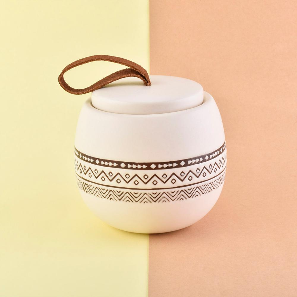bulk natural ceramic tea light candle incense burner jar container with lid