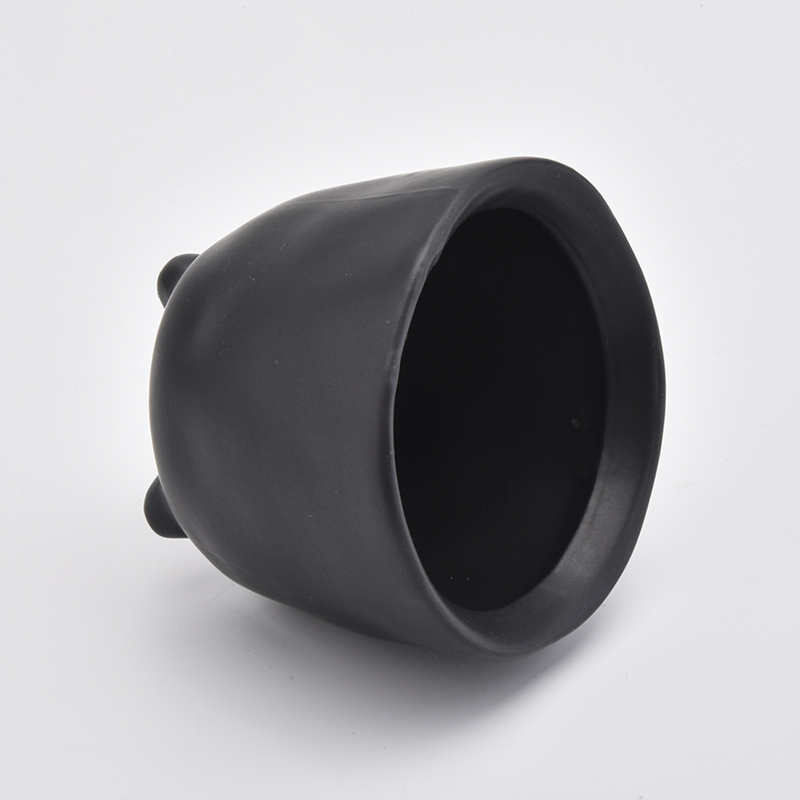 Matte Black Ceramic Candle Jars