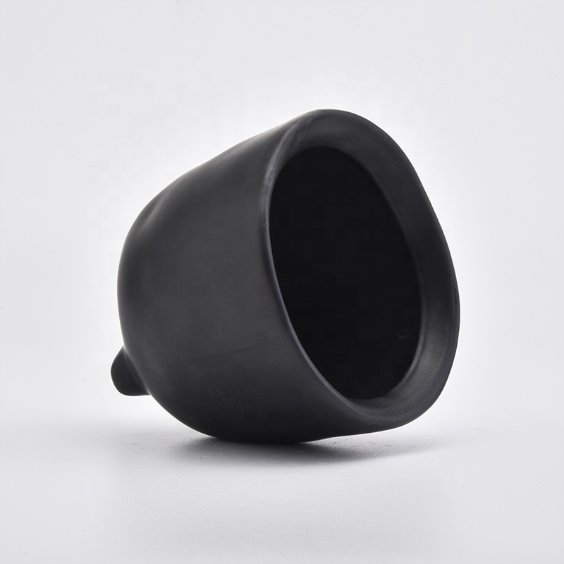 Matte Black Ceramic Candle Jars