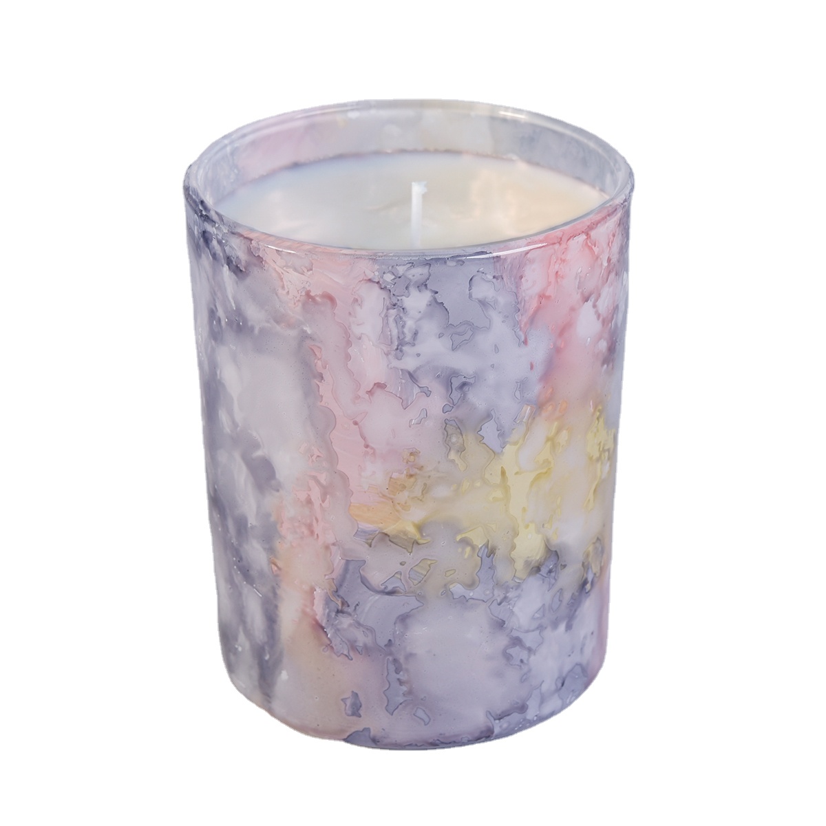 Wholesales empty custom iridescent cylinder ceramic candle holder 8oz 10oz 11oz