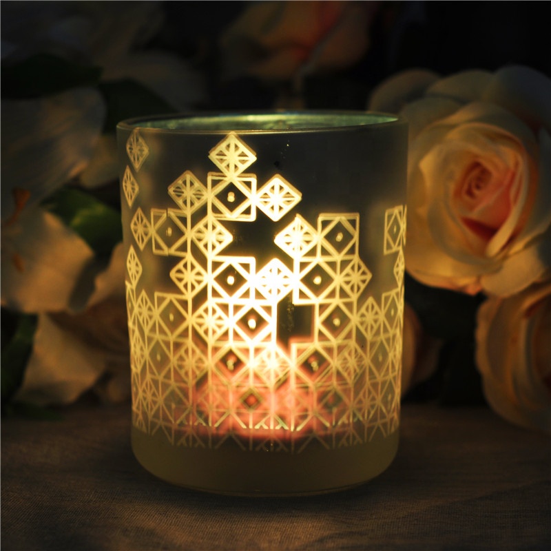 Christmas decorative matte tea light candle holder glass