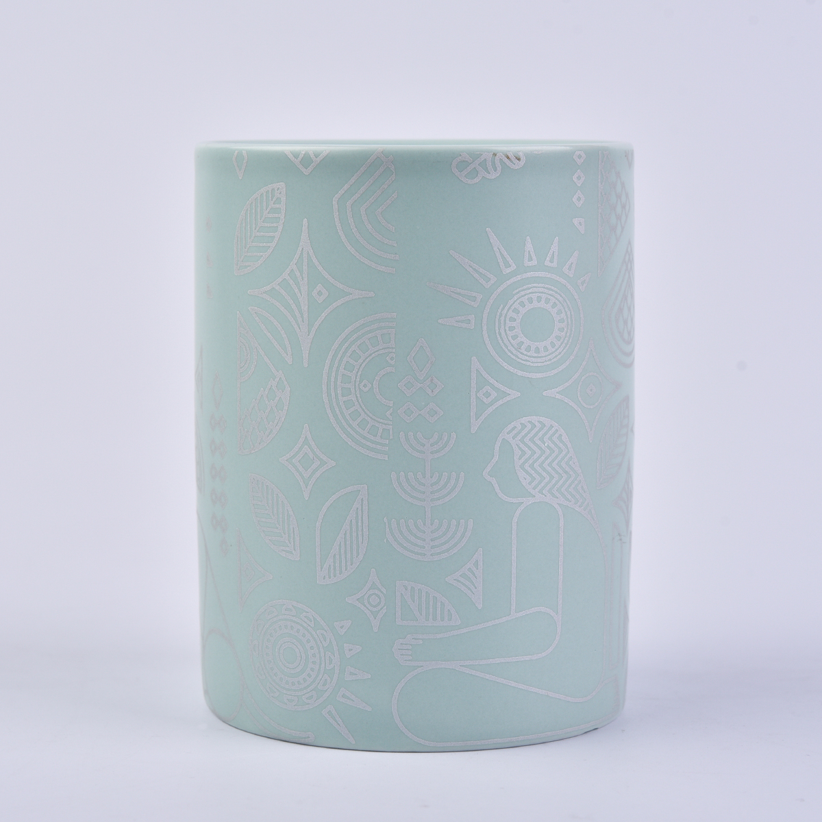 Custom logo matte ceramic candle jar