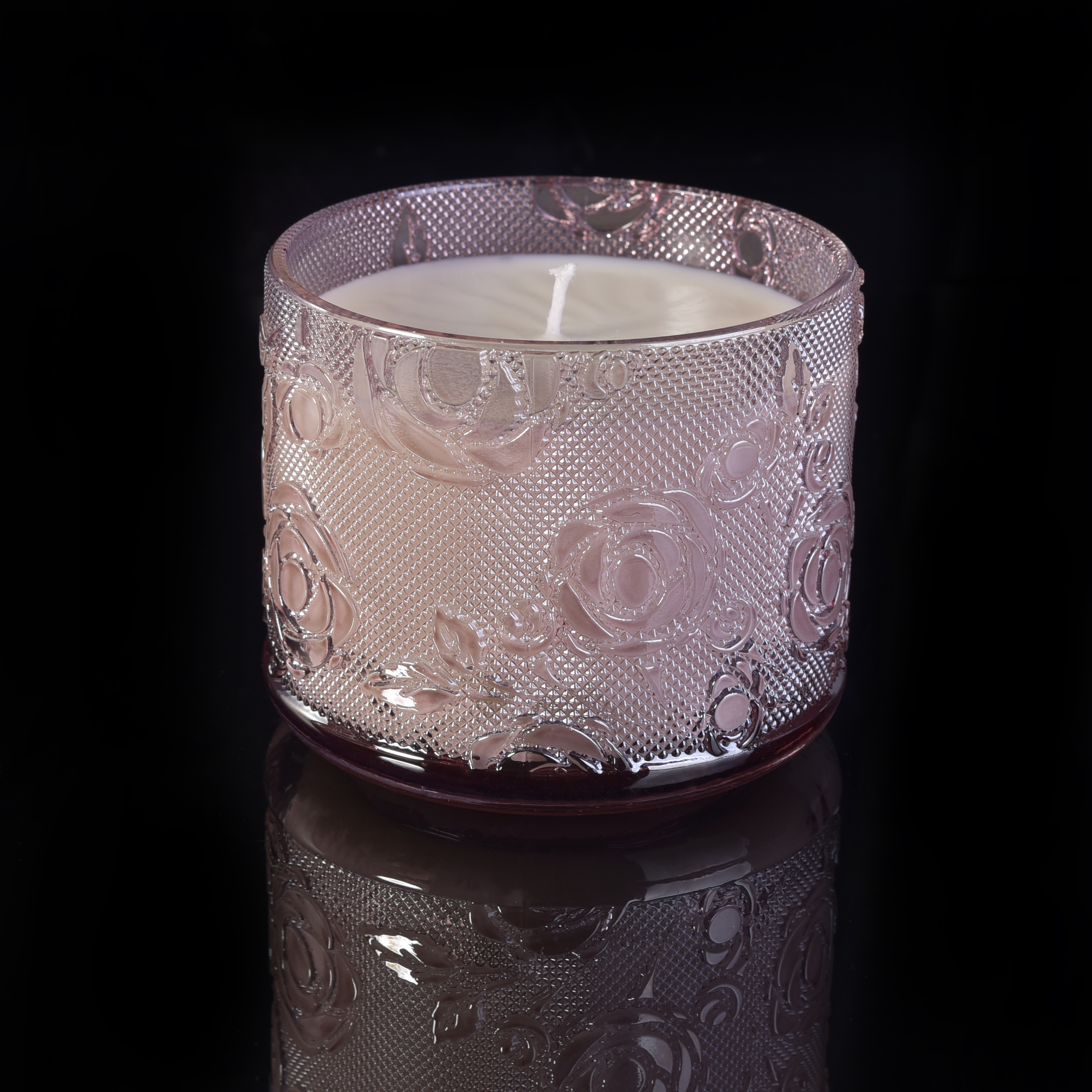 Luxury Beautiful Rose Jar Glass Candle Jar For Candle Making