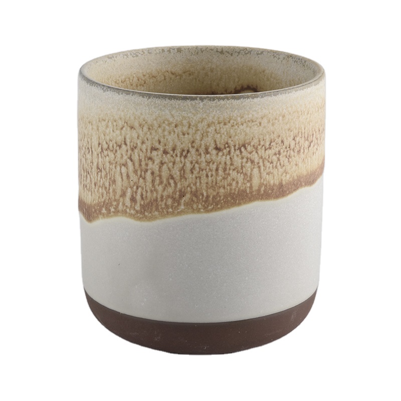 Home decoration custom glaze cylinder ceramic candle holders