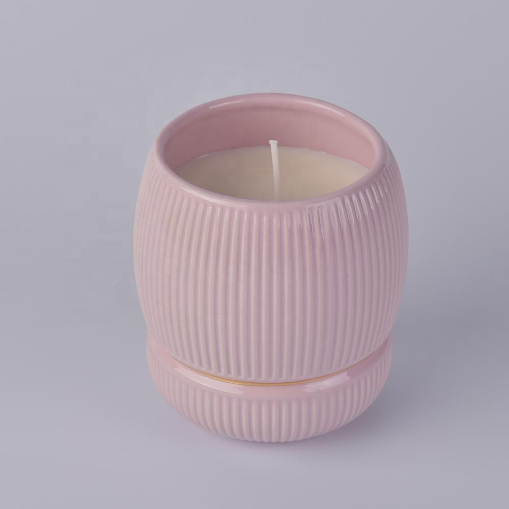 Wholesales decorative empty pink ceramic candle holder
