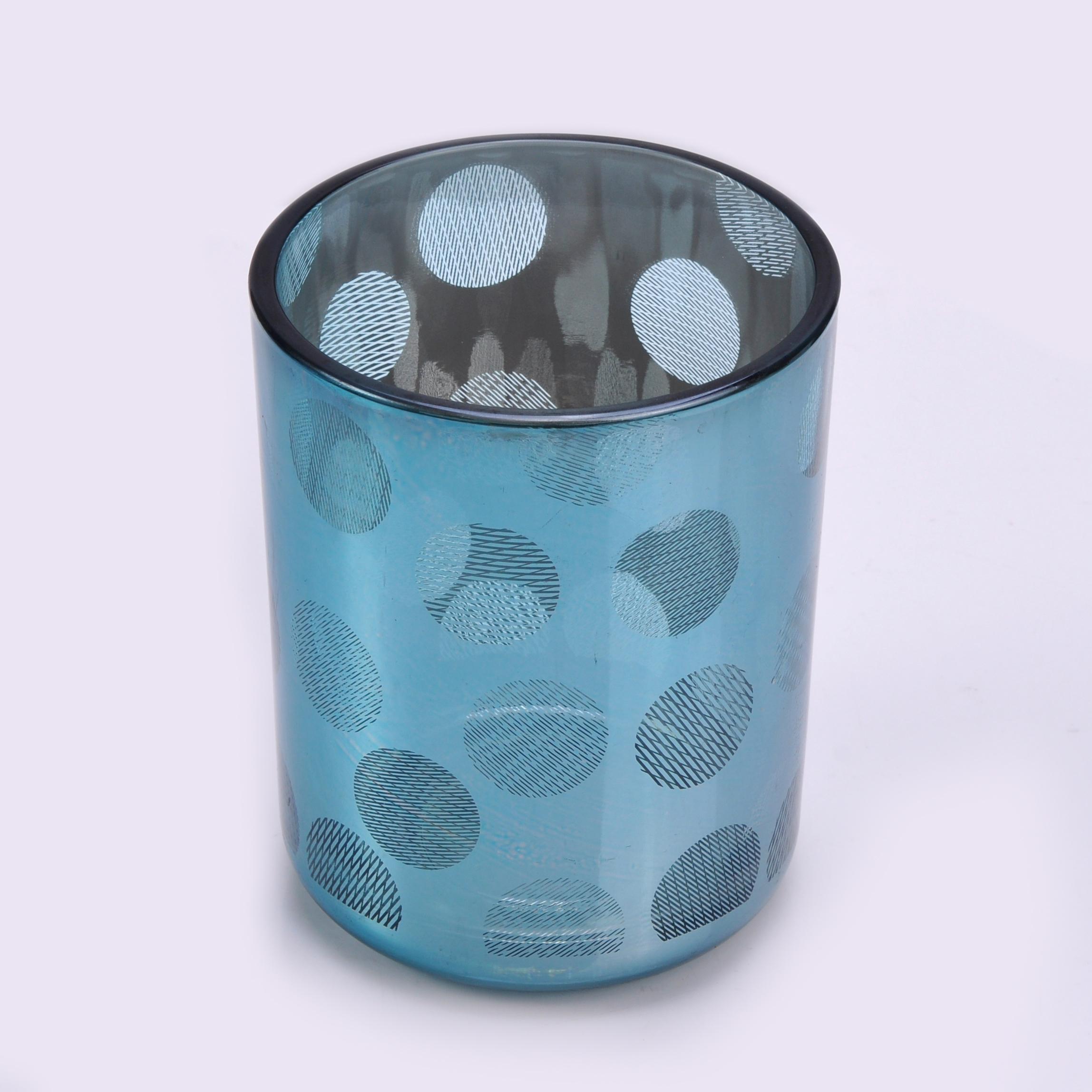Luxury empty glass candle jar with laser engraved pattern for candle making