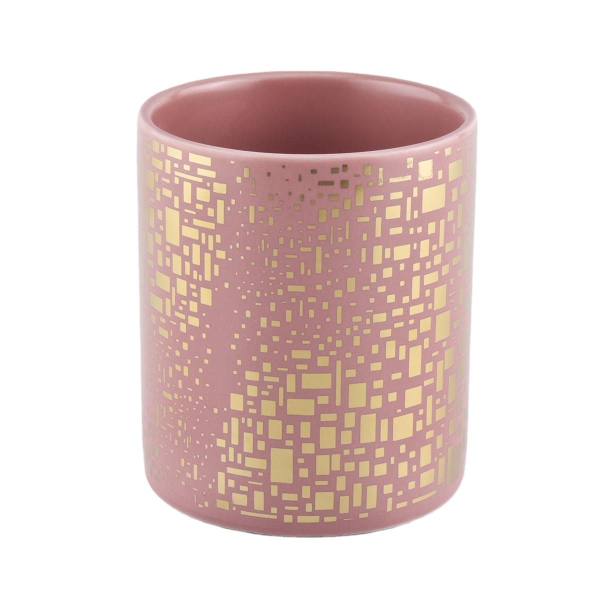 Bulk luxury print pink ceramic jar candle vessel