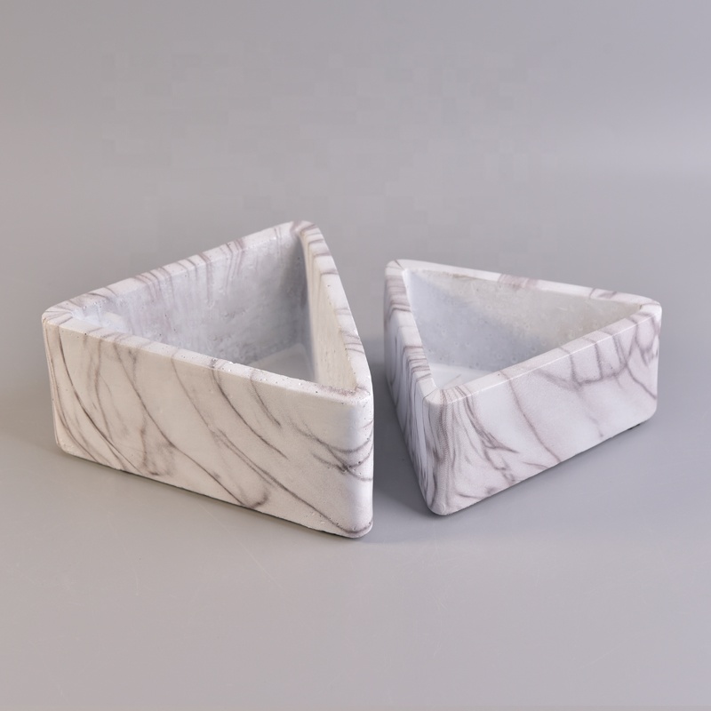 400ml Custom triangle grey cement Candle holder home decor