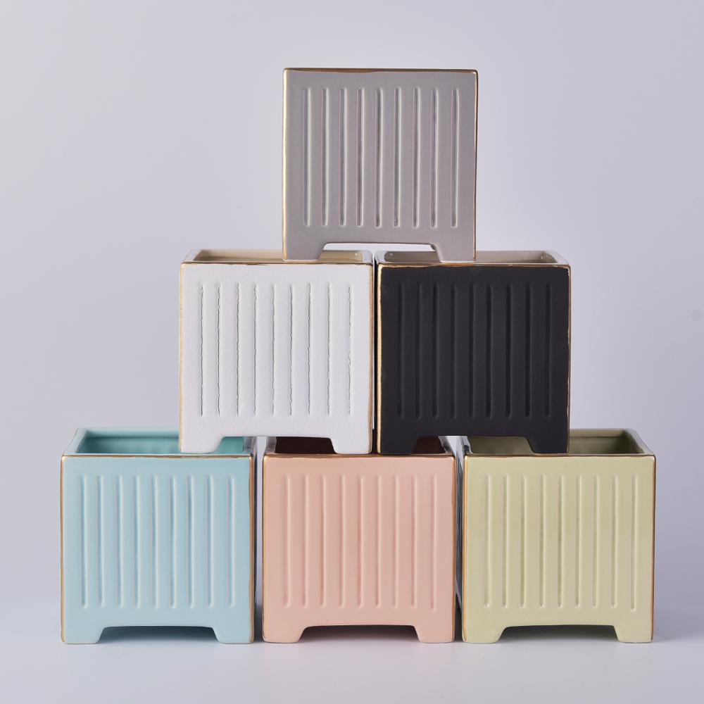 Popular Customized Square Ceramic Candle Jar