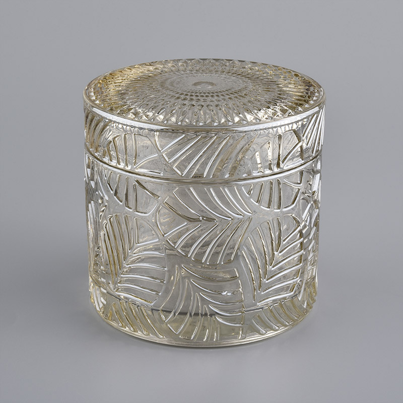 Gold glass candle jar electroplated luxury scented candle jar