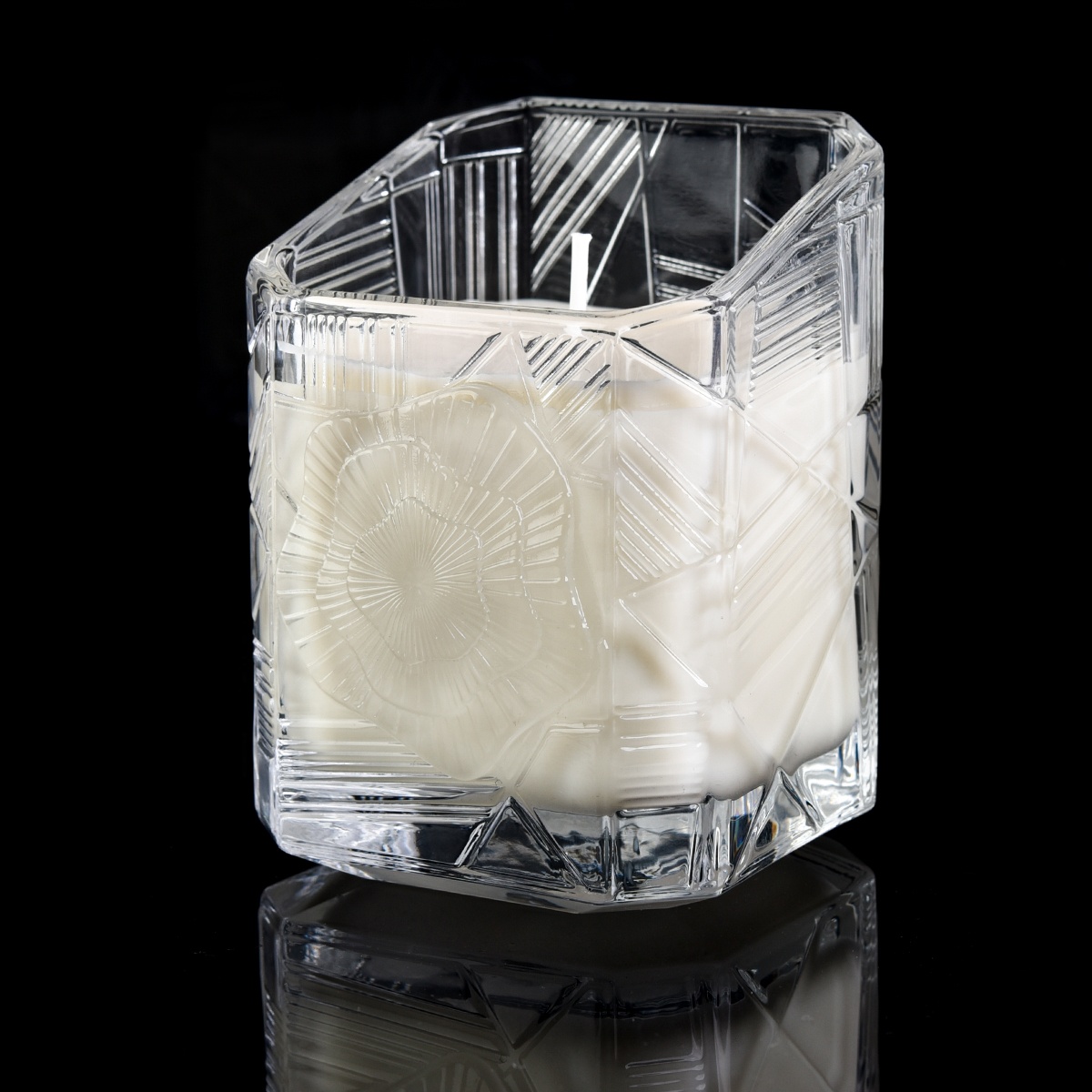 Suppliers clear crystal Trapezoid glass empty candle jars in bulk