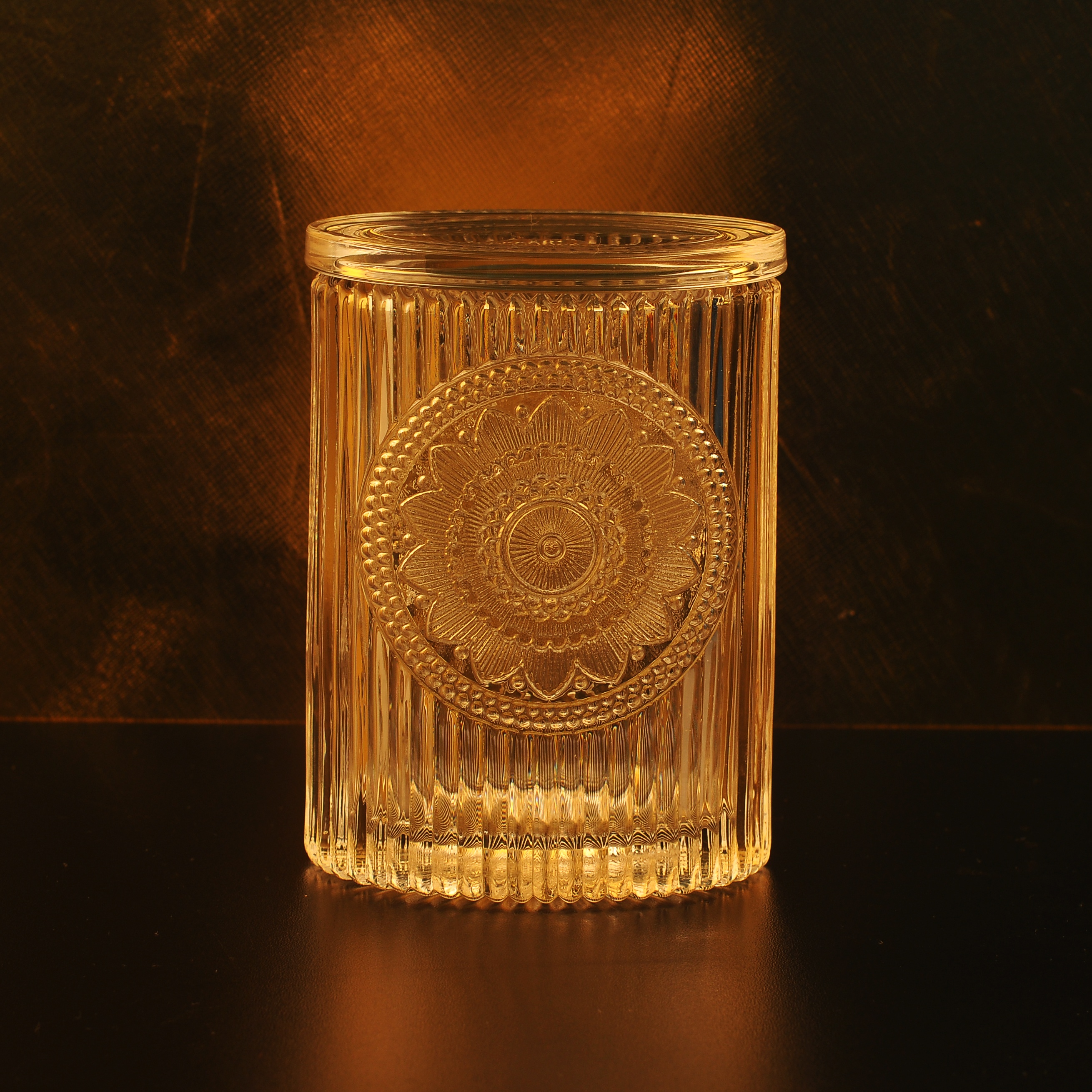 Luxury lotus crystal glass candle jar with lid 10oz 12oz