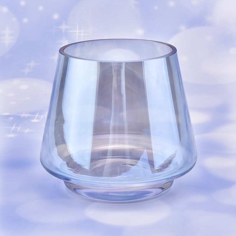 Home decoration empty iridescent tealight glass candle jars