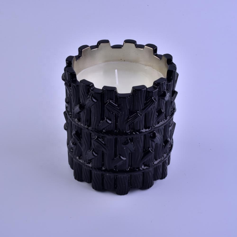 Luxury black tree design glass candle jar bulk 8oz 10oz 12oz