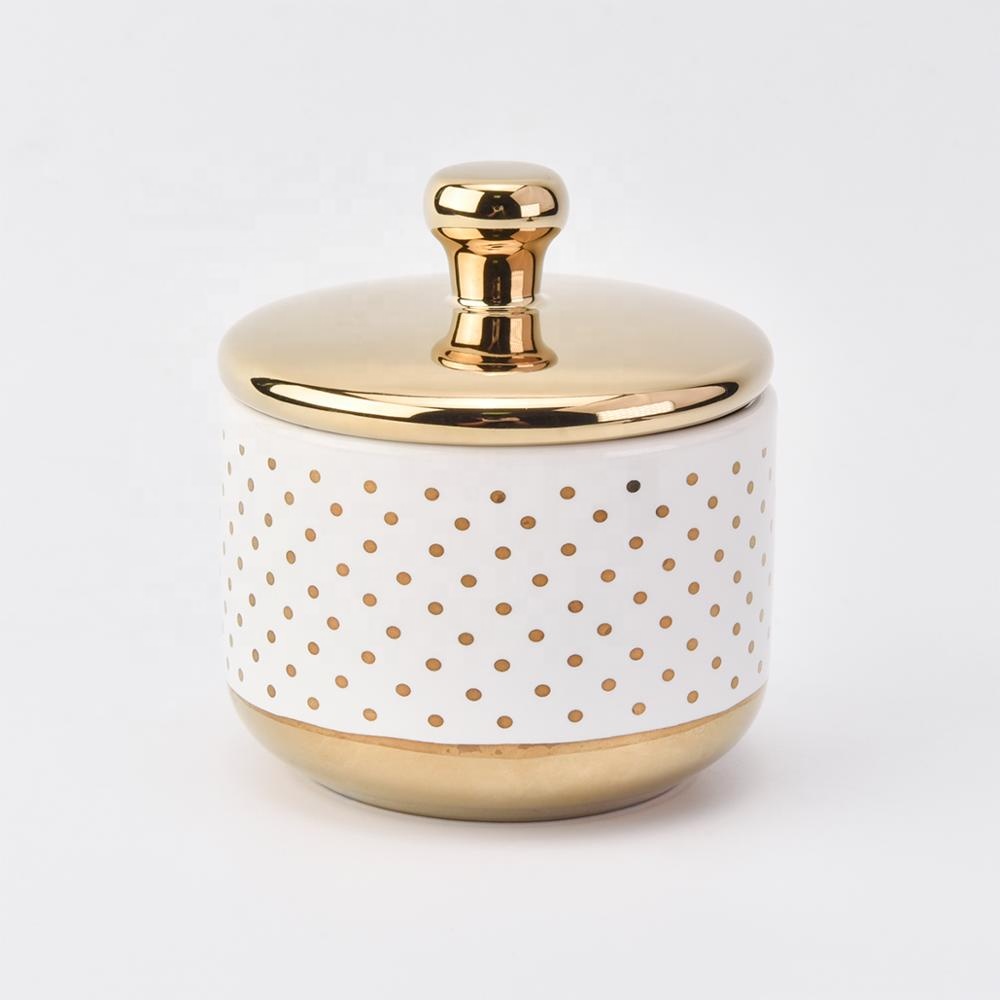 20oz Bulk home decoration marble ceramic candle jar with golden lid