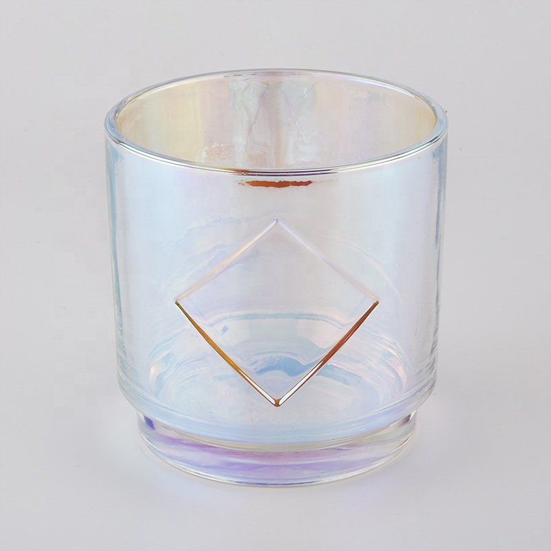 Large Capacity Holographic Iridescent Glass Candle Jars