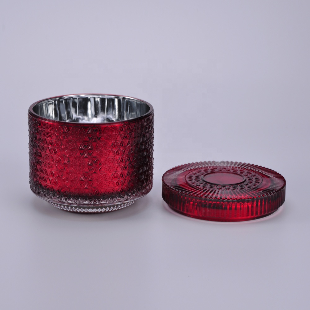 Sunny snow design empty candle glass container with lid 10oz 12oz 14oz