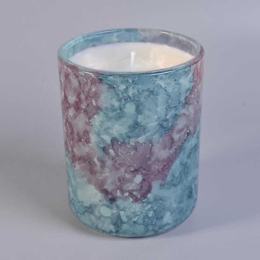 Wholesales custom empty marble ceramic candle jars container