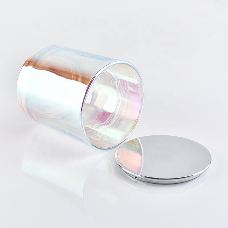 Holographic Iridescent Glass Candle Jars With Lids