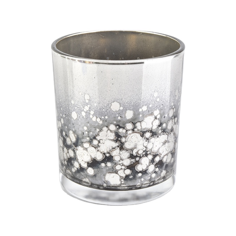 In bulk special laser engrave empty silver glass candle jar for candle making home decoration