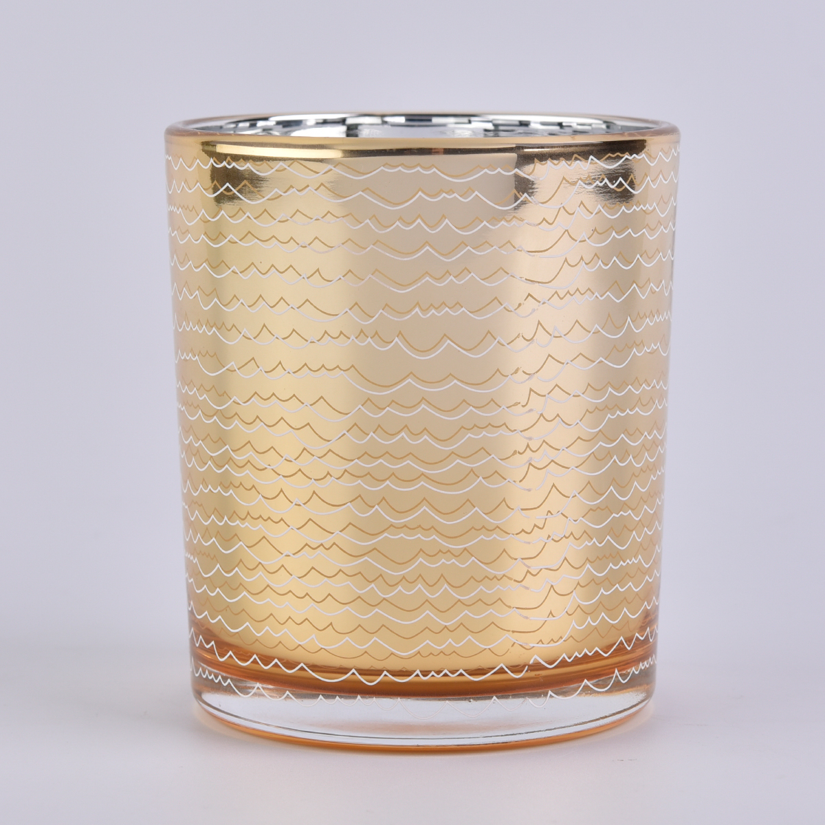 Wholesale luxury custom empty gold glass candle holder with printing