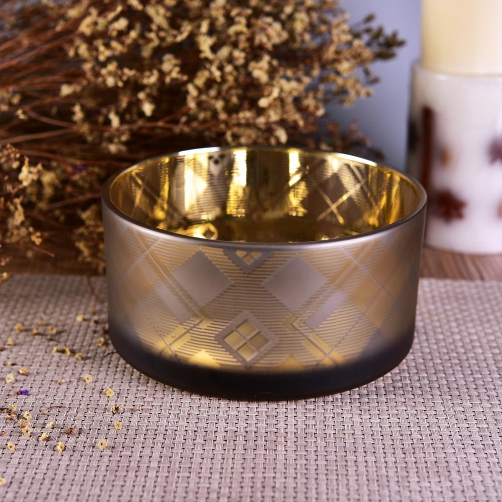 Large Home decoration electroplated glass candle holder containers