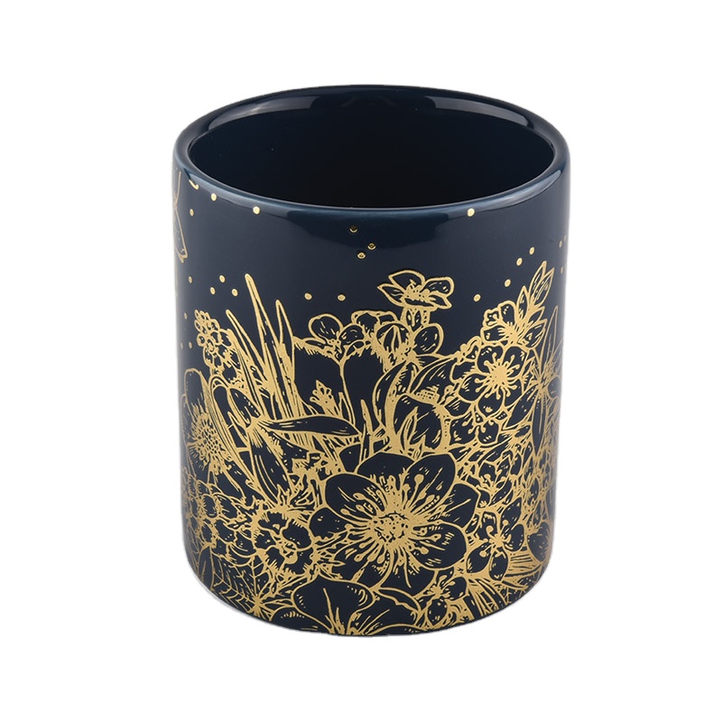 Wholesales black luxury custom logo ceramic candle holders  home decoration