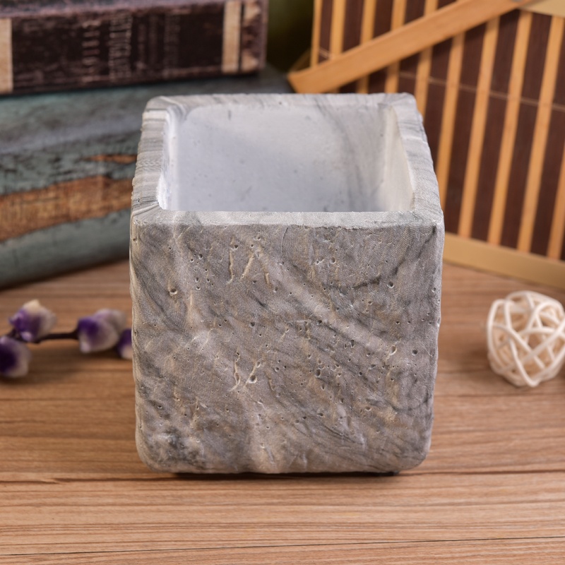 10oz Wholesales Custom square grey Concrete Candle holder