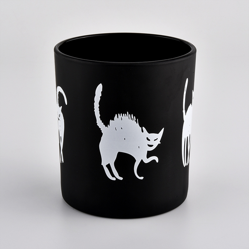 Matte Black Glass Candle Holder With Custom Logo