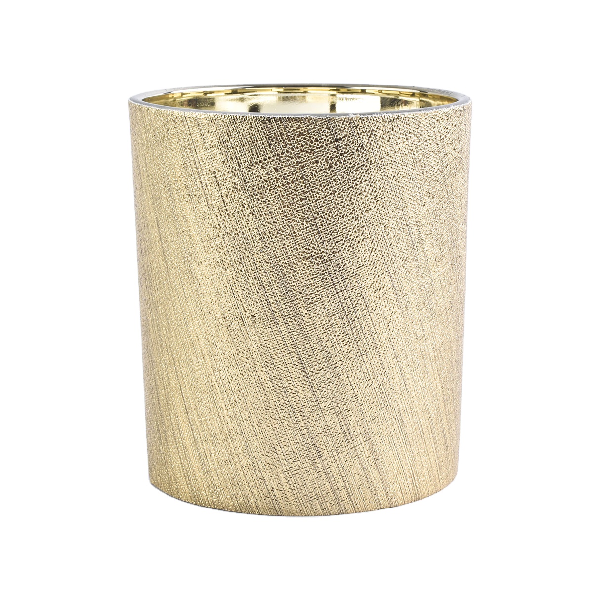 Bulk cylinder golden PU leather candle holder jars 10oz 12oz