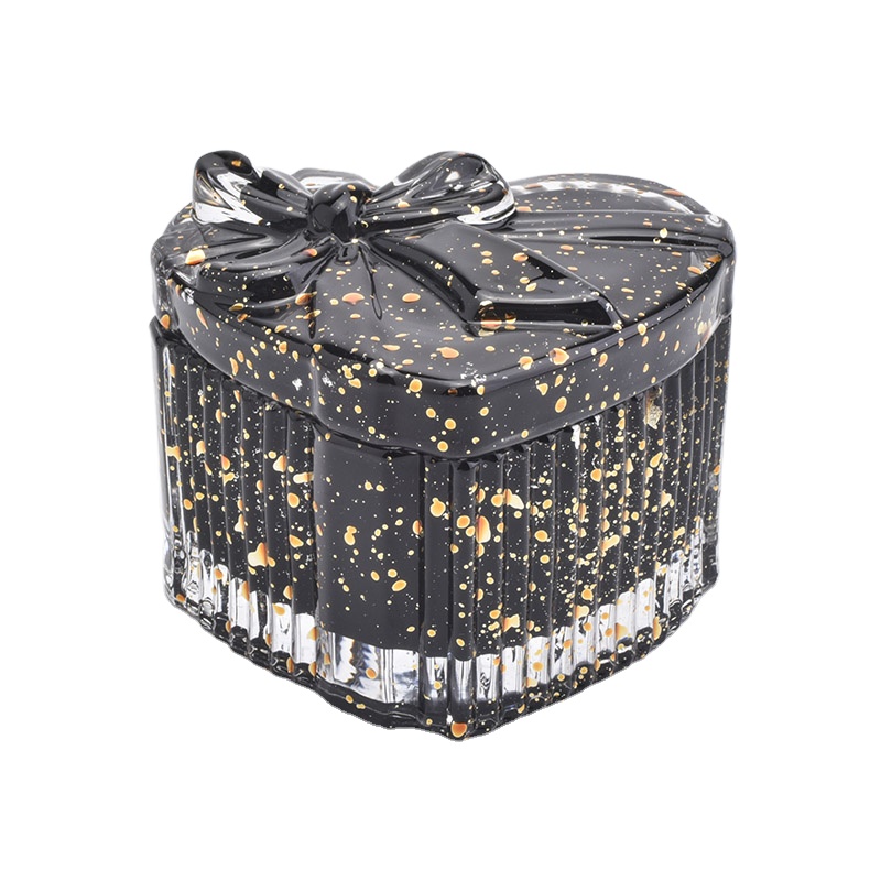 8 oz 12 oz empty black glass candle holder with lid wedding decoration