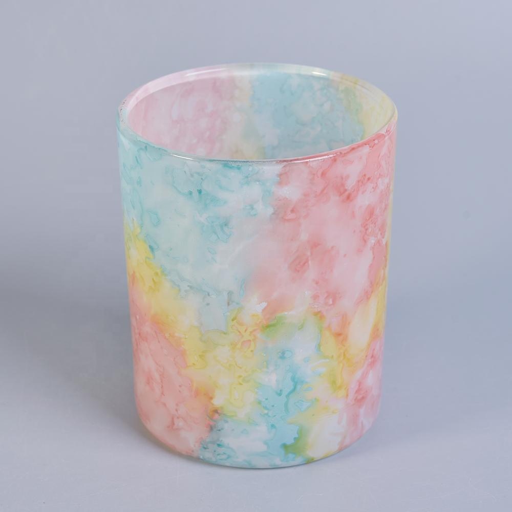 Wholesales custom empty marble rainbow ceramic candle holder
