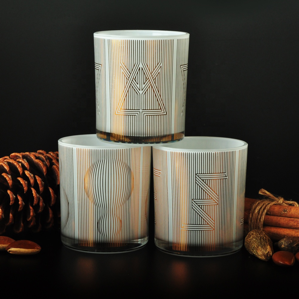 Wholesales luxury white glass jars for candle making 8oz 10oz