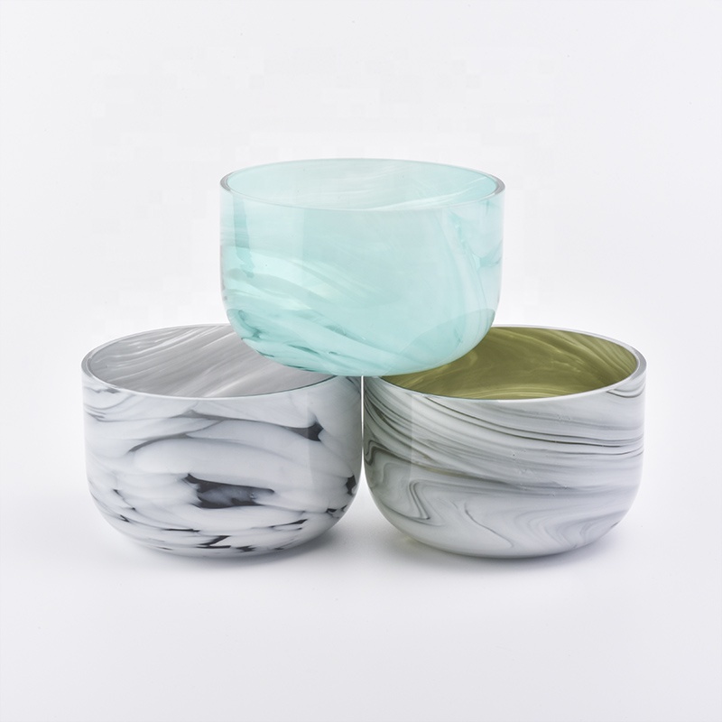Marble Pattern Glass Candle Bowl Jars For Candle Making