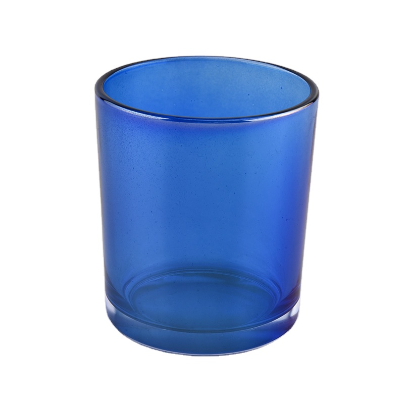 10 oz 8 oz 6 oz empty iridescent blue glass cylinder candle holder jar home decoration