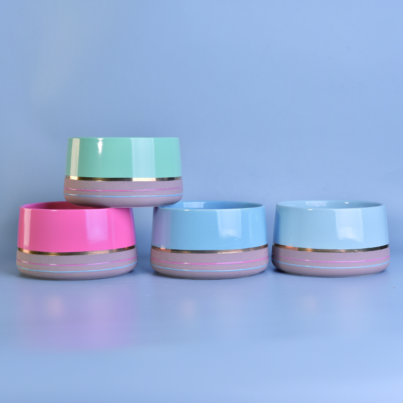 12oz 14oz Wholesales blue votive ceramic candle container