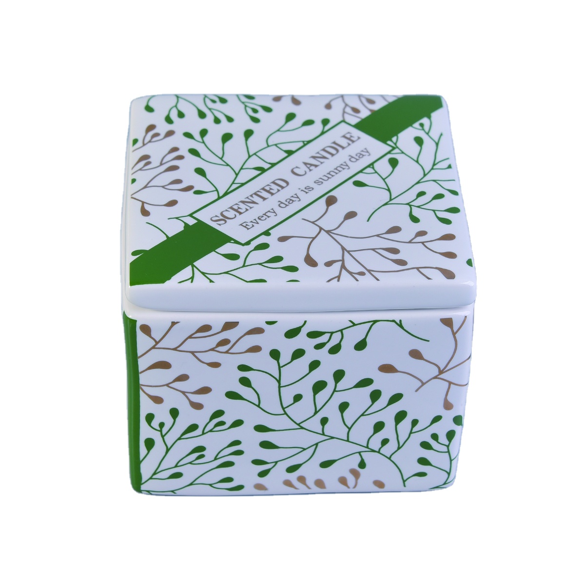 Wholesales square custom ceramic jars for candle making with cover