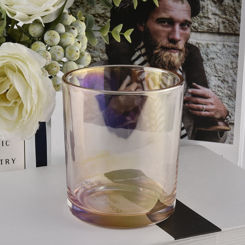 10 oz 8 oz Hot sale empty iridescent gold scented glass candle jars home decoration