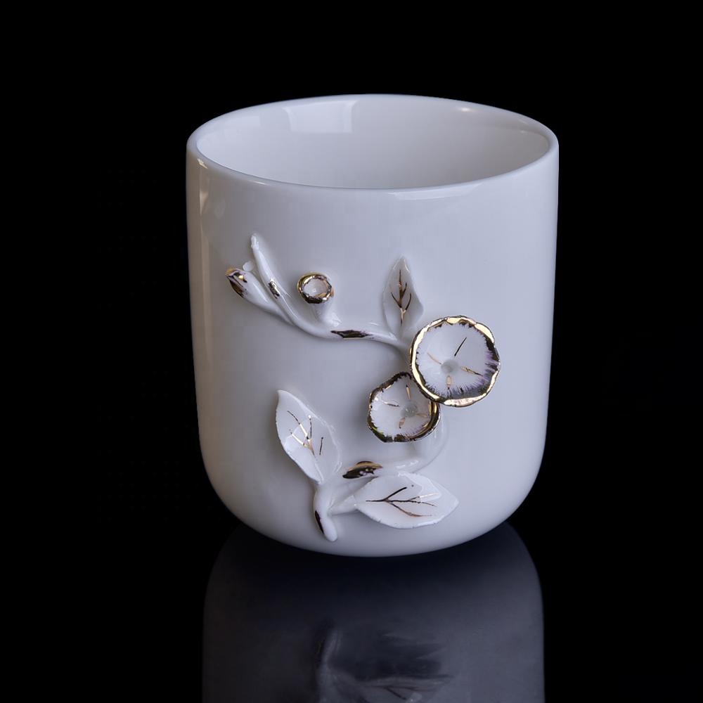 Wholesales glazed white candle holder ceramic home decor 10oz