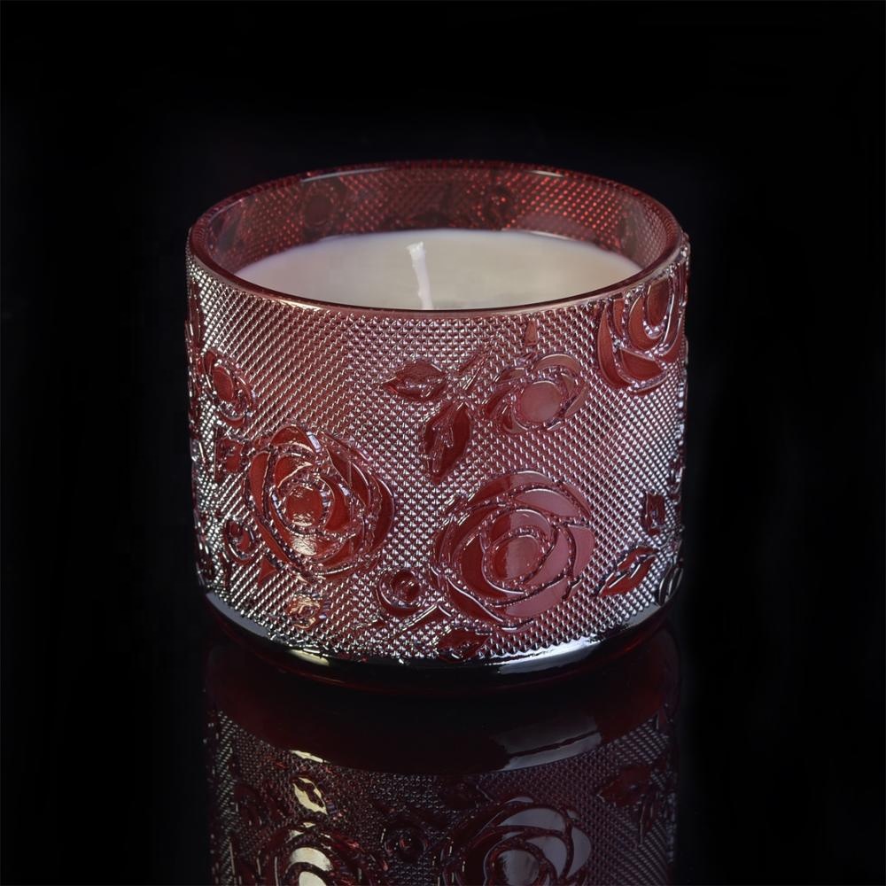 10oz 14oz 18oz Customized luxurious color round candle glass holder for wedding